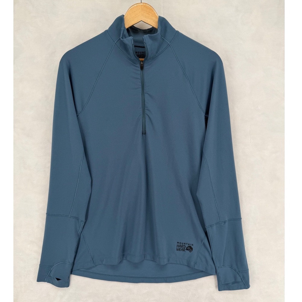 Mountain Hardwear OM0594 Blue Quarter Zip Pullover Thumbhole Top Mens Small